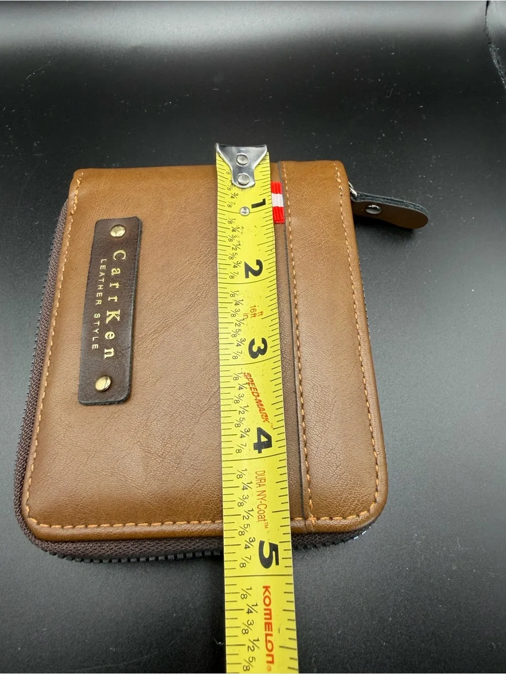 CarrKen Brown Leather Zip Wallet for Men